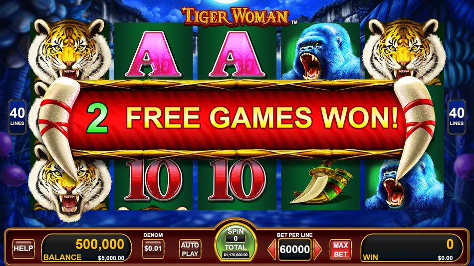 Retrigger screen adding 6 more Free Games during Power Panther bonus round